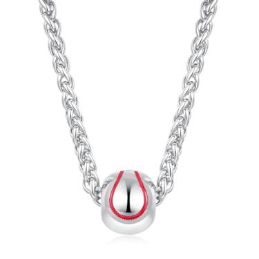 Imagem de JerryHardice Colar de cruz masculino de aço inoxidável, beisebol, futebol, cruz, pingente, para homens, joias religiosas, cristãs, acessórios esportivos, presente de formatura de páscoa para namorado