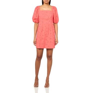 Imagem de Anne Klein Vestido curto feminino quadrado Nk manga bufante, Coral marinho, 38