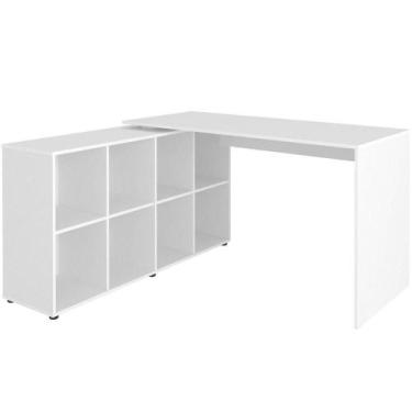 Imagem de Escrivaninha De Canto Em L 8 Nichos - Casa Chick Branco - ARTANY