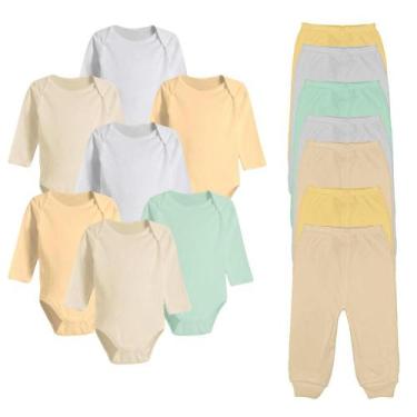 Imagem de Kit Roupa De Bebê 14 Peças Body Manga Longa E Mijão Algodão - Koala Ba