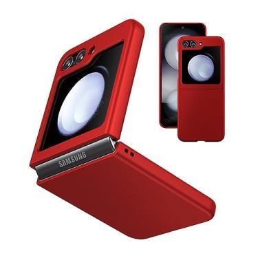 Imagem de Eastcoo Capa Slim Fit Galaxy Z Flip 5, [traseira rígida de policarbonato] [sensação fosca] [suporte de carregamento sem fio] Capa leve à prova de choque para Samsung Galaxy Z Flip5 (2023), vermelha