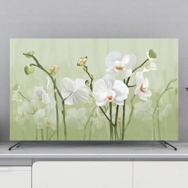 Imagem de HSTANGKY Capa de TV para LCD LED de interior protetor universal anti-pó para TV protetor de ecrã impermeável e respirável compatível com telas curvas/flower3, 65 polegadas