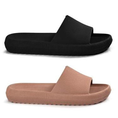 Imagem de Kit Chinelo Nuvem Feminino Ortopedico Anatomico Confortavel Macio Original (Preto/Marrom, BR, Adulto, Faixa Numérico, 33, 34)