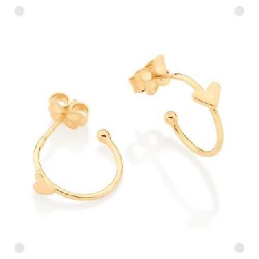 Imagem de Brinco meia argola coração infantil folheado a ouro rommanel