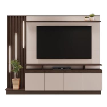 Imagem de Estante Home Mdp e Mdf Ripado para Tv até 65 polegadas Café e Off