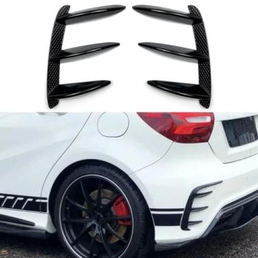Imagem de Lâmina de ar de afinação de spoiler de faca de vento compatível com A-Class W176 A200 A260 Kit de carroceria de para-choque traseiro divisor lateral acessórios para carro (aparência de fibra de