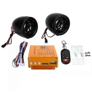 Imagem de Amplificador de Alto -falante de Motocicleta, Impermeabilizações, Alarme Anti -roubo, Radio MP3 Player para Motocicleta, Com Controle Remoto