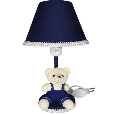 Imagem de Abajur Infantil Ursinho Base de Madeira 28cm - 110V/220V