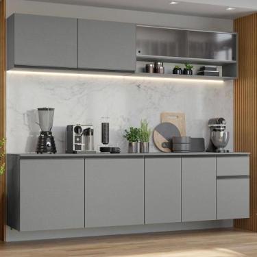 Imagem de Armário de Cozinha Completa 240 cm Suspenso Nice Madesa 04, Cinza