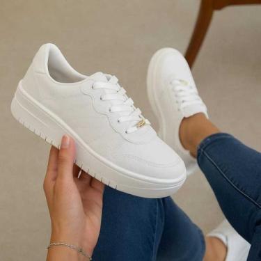 Imagem de Tênis Vizzano Casual Feminino Plataforma Branco Liso 1389.101 Original