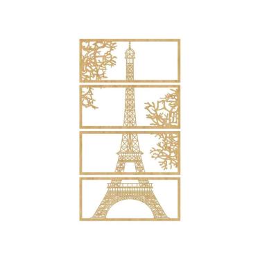 Imagem de Quadro Decorativo Mdf Cru Decorativo Torre Eiffel 40X20Cm