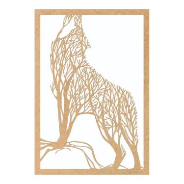 Imagem de Quadro Decorativo Mdf Cru Lobo 40X20Cm