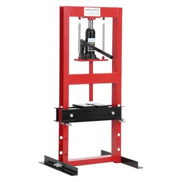 Imagem de GarveeLife Prensa hidráulica para oficina de 6 toneladas, 6 toneladas/5,896 kg, prensa de rolamento com estrutura H, altura de mesa de trabalho ajustável de 4 sustentações, placas móveis, removedor de