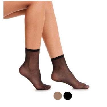Imagem de Meia Fina Transparente Soquete Fio 15 Dantelle Demillus 209870, Preto,