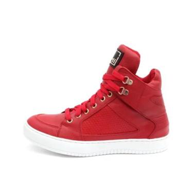 Imagem de Tênis Sneaker Cano Alto em Couro 50130 Bawmi, Vermelho, 35