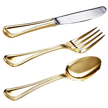 Imagem de FAQUEIRO 130 PCS DE AÇO INOX DE PVD DOURADO S/ESTOJO DE MADEIRA AVALON