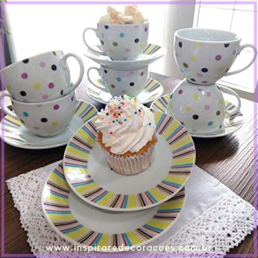 Imagem de Conjunto 6 Xícaras para Café Lyor Branco/Roxo/Amarelo