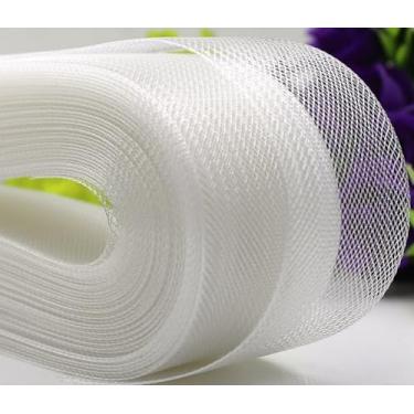 Imagem de Abbaoww Trança de crina de cavalo branca rígida de 2,5 cm de largura, 25 metros para costurar, vestido de casamento, acessórios para vestidos de dança, modelar, aparar