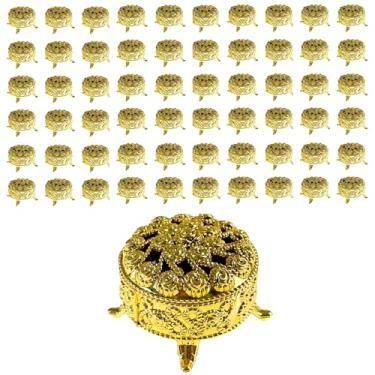 Imagem de Kit 60 Enfeite Mini Porta Jóias Lembrancinha Festa Casamento Doces ETC 6x3,5cm Dourado