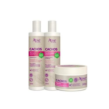 Imagem de Kit Shampoo, Condicionador E Máscara Capilar Cachos Apice - Apse Cosme