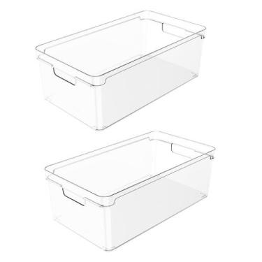 Imagem de Kit 2 Organizador De Armário Geladeira Com Alças Cozinha Ou
