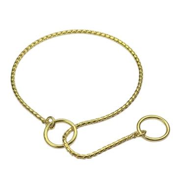 Imagem de Coleira de corrente para cães, coleira de metal antiderrapante P-Link para treinamento, gargantilha, para cães pequenos, médios e grandes, dourado P