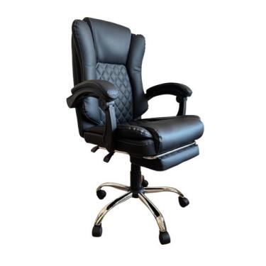 Imagem de Cadeira Ergonômica Presidente MOBEL Comfort em Couro Preto Extra Confo
