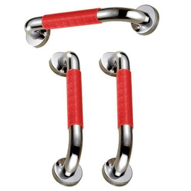 Imagem de Barra de Apoio 40cm Inox Kit 3 uni Suporte Antiderrapante Idoso Cadeir