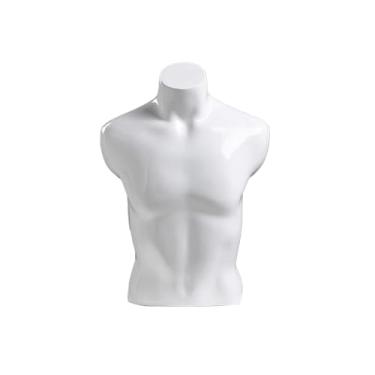 Imagem de Manequim masculino, torso superior, manequim para roupas íntimas, mangas curtas, camisas, suporte para exposição de roupas esportivas(White)