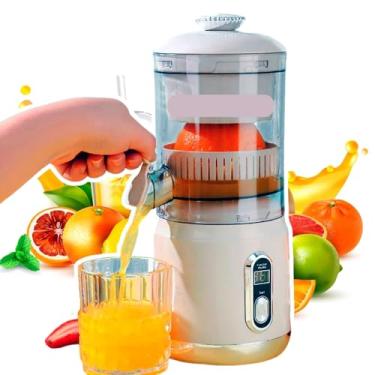 Imagem de Espremedor Elétrico de Frutas 125W Bivolt Recarregável USB – Extrator de Suco Portátil Automático, Cores Bege