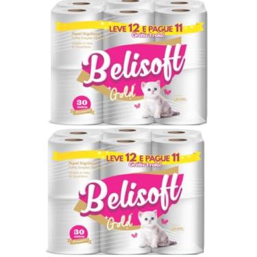 Imagem de Belisoft Gold Papel Higiênico, Folha Simples, 24 Rolos, 30 Metros Cada