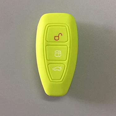 Imagem de CSHU Silicone 3 Botões Car Key Case Cover Chaveiro Ring Key Bag, apto para Ford Mondeo Focus Fiesta Kuga C-Max S-Max MK3, verde maçã