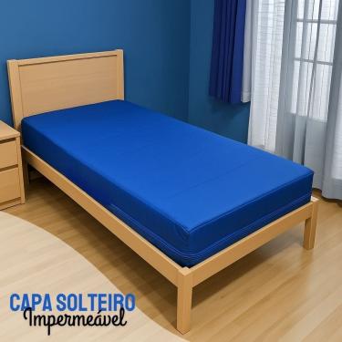Imagem de Capa Colchão Solteiro Azul Royal Hospitalar Impermeável Com Zíper