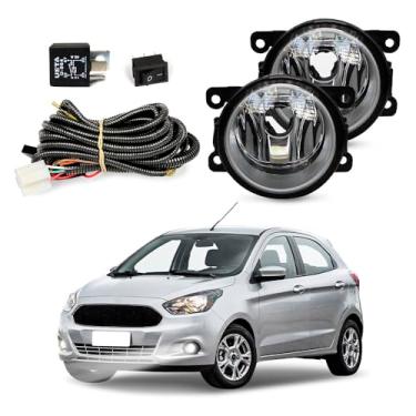 Imagem de Kit Farol de Milha para Ka 2015 a 2021 Hatch Sedan Completo com Chicote Botão e Relê Auxiliar Neblina