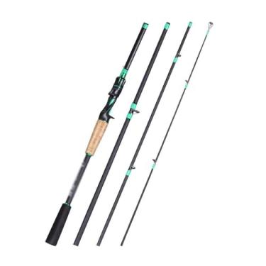 Imagem de Vara de pesca 1,8 m Vara de fundição 4 seções vara de pesca de carbono alça Eva para robalo de água doce e salgada vara de pesca telescópica (verde)