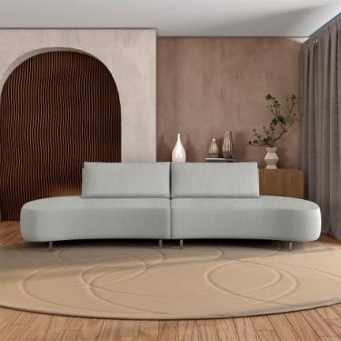 Imagem de Sofá Bipartido Sala de Estar Jamaica 320cm Curvo Pés Alumínio Bouclê C