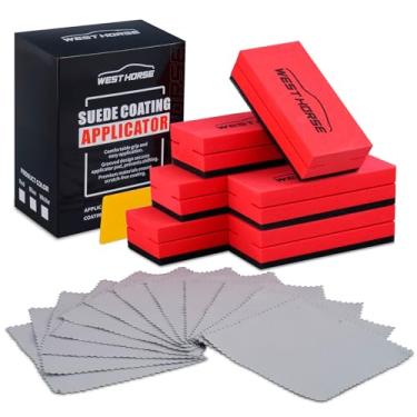 Imagem de 6 peças de blocos de esponja aplicadores de revestimento cerâmico + 12 peças de pano de camurça – Kit de detalhes de carro premium para proteção de tinta, cera e aplicação de nano revestimento