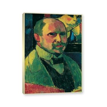 Imagem de NHLDZYH Moldura de champanhe. Impressões de arte Alexej von Jawlensky - Pintura de retrato - (autorretrato 3) - Pôster de decoração de parede vintage. 50 x 70 cm - 19,6 x 27,5 pol