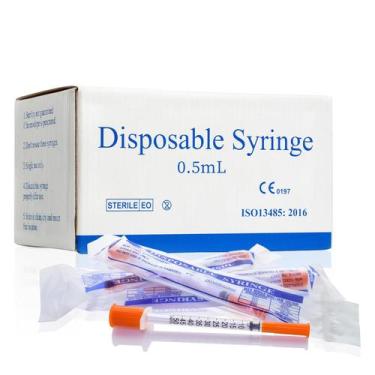 Imagem de Seringa Gesanghua U-100 0,5 mL 30G 8 mm, agulha, pacote com 100