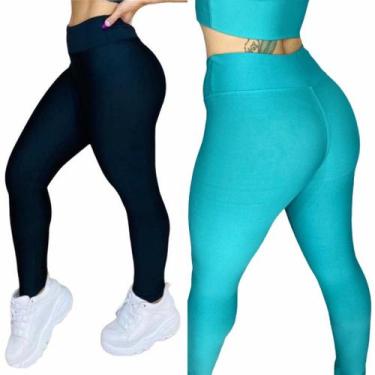 Imagem de Kit com 2 Calças Leg Suplex Feminina Fitness - NoBrand, Preto, Jade