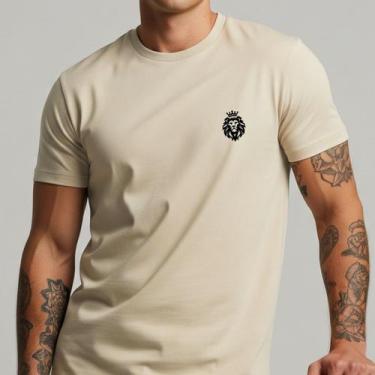 Imagem de Camiseta Masculina Leão Minimalista Coroa  Estilo Streetwear Casual 10