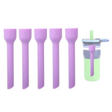 Imagem de 5 canudos de silicone compatíveis com copo infantil Brümate Leap de 340 g, canudos de silicone sem BPA, acessórios de palha fáceis de limpar para copo infantil Brümate Leap 340 g (Roxo)
