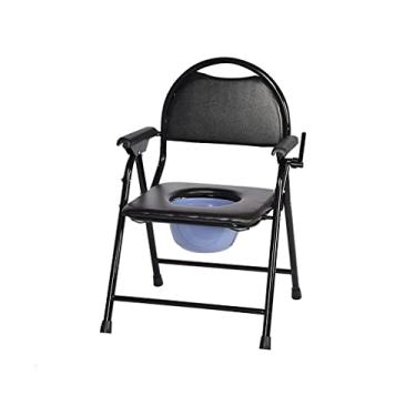 Imagem de Cadeira dobrável para banheiro/chuveiro, cadeira dobrável de cabeceira, balde removível e suporte de descanso de braço, cadeira de vaso sanitário portátil para acampamento, cadeira alternativa de vaso