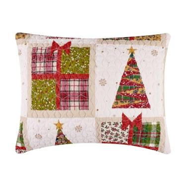 Imagem de Greenland Home Fashions Deck The Halls Novelty Holiday Fronha acolchoada padrão, vermelha