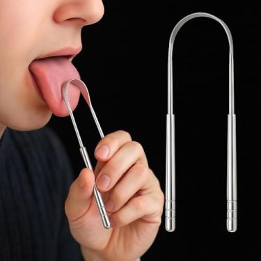 Imagem de Limpador Raspador de Língua | Higienizador de língua 100% aço inoxidável | Hálito Fresco Instantâneo | Melhora a Higiene Oral e a Digestão | Restaura a Cor Natural da Língua | Livre de ferrugem