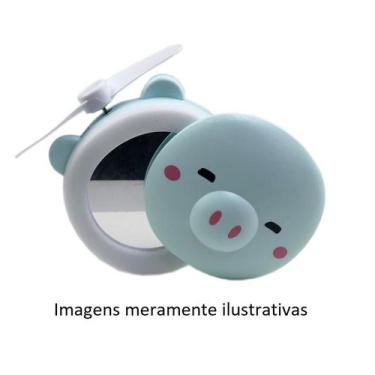 Imagem de Kit Maquiagem Com LED Espelho Organizador Redondo  + Espelho Porquinho