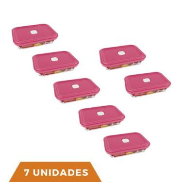 Imagem de 7 Potes de Vidro Facilita Retangular Marmita 750Ml Marinex - NADIR FIG