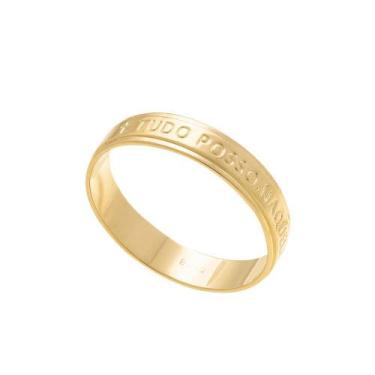 Imagem de Anel Unissex Rommanel Banhado Ouro Religioso Com Trecho Bíblico 511476