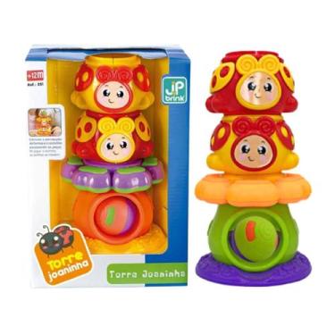 Imagem de Brinquedo Torre Colorida Joaninha c/ Bolinha Chocalho Infantil p/ Bebê