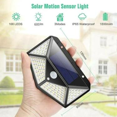 Imagem de Refletor Luminária Externa Solar Holofote 100 leds Resistente Sol e Ch